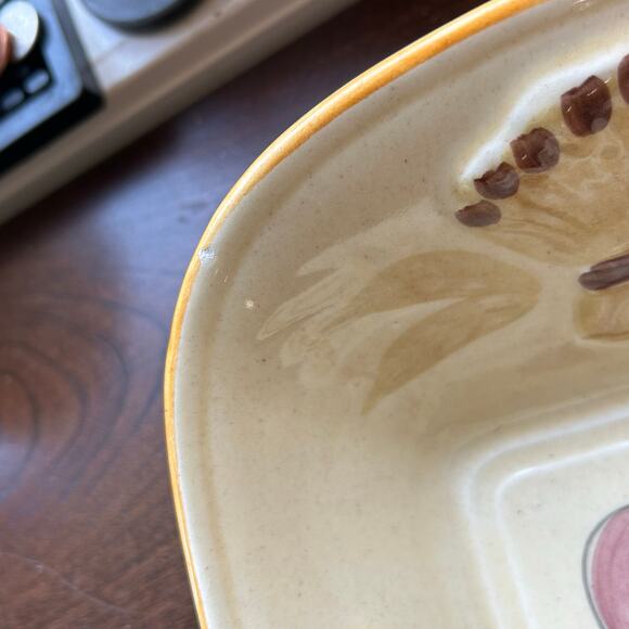 Vtg French Bread Tray Hand Painted Los Angeles Potteries Pottery Calif USA Wheat - Picture 10 of 14